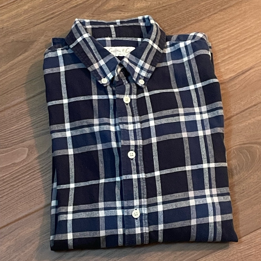 Cotton and Co. Blue  and White Plaid Shirt